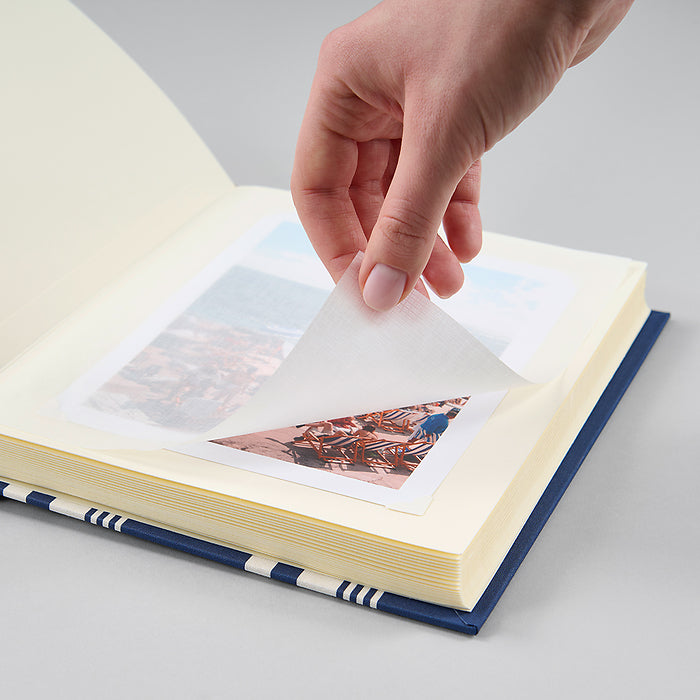 Album photo Medium, lin, Rayure Edition Marine/Chamois
