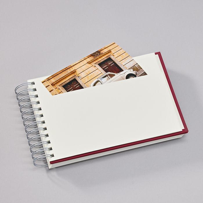 Mini Mucho Album Cream, 90 cream white pages, book linen cover, burgundy